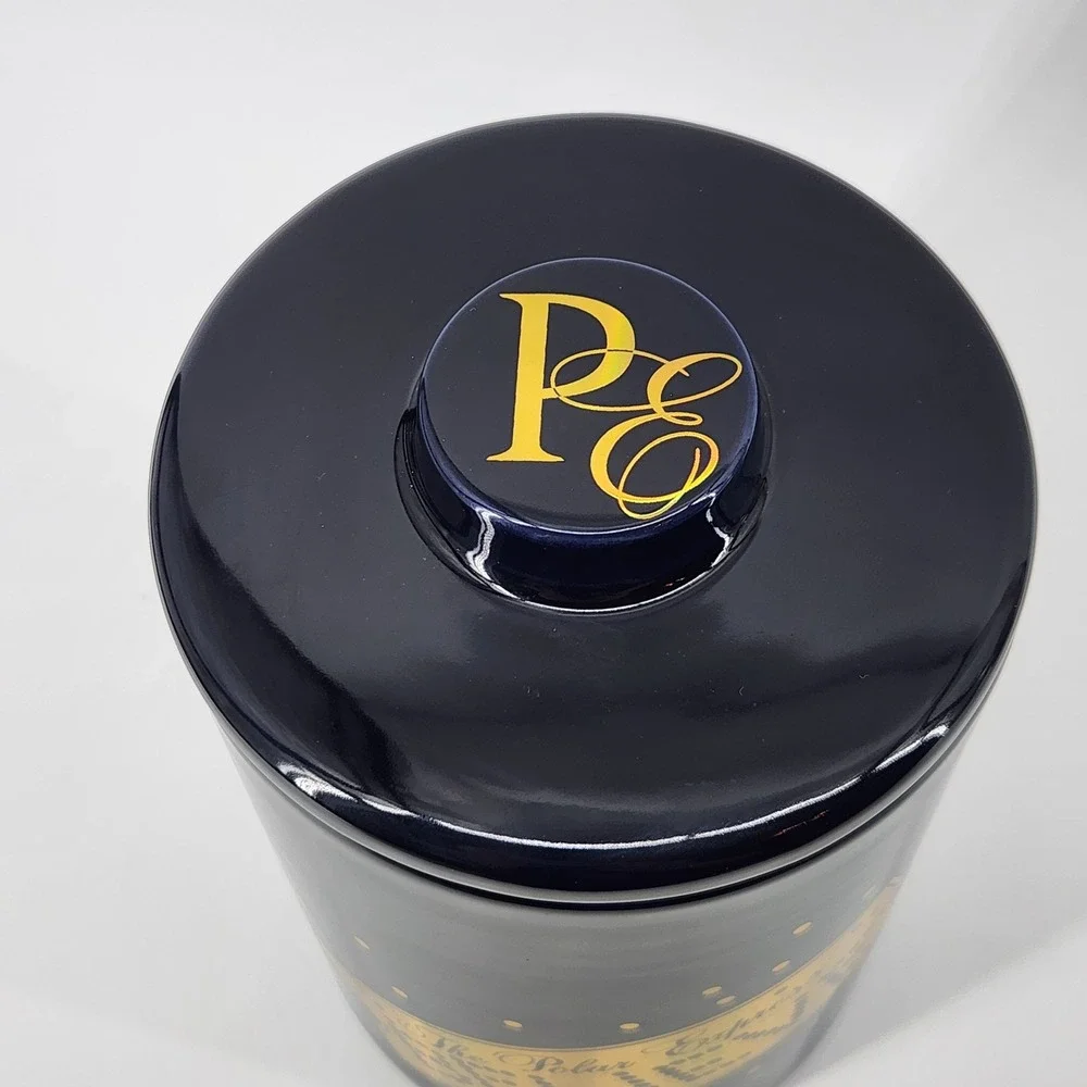 The Polar Express Believe‎ Ceramic Canister Navy Gold Ticket Zrike Brands 7.5in
